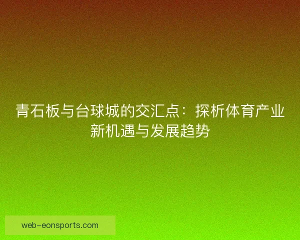 青石板与台球城的交汇点：探析体育产业新机遇与发展趋势